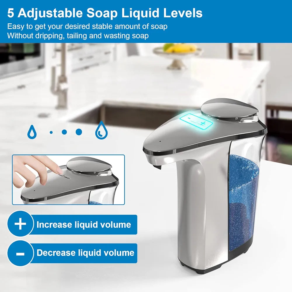 Advanced Touchless Automatic Soap Dispenser - 17oz/500ml Infrared Sensor, 5 Adjustable Dispensing Levels for Kitchen & Bathroom Hygiene