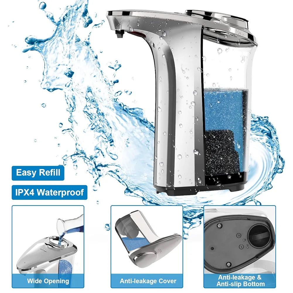 Advanced Touchless Automatic Soap Dispenser - 17oz/500ml Infrared Sensor, 5 Adjustable Dispensing Levels for Kitchen & Bathroom Hygiene