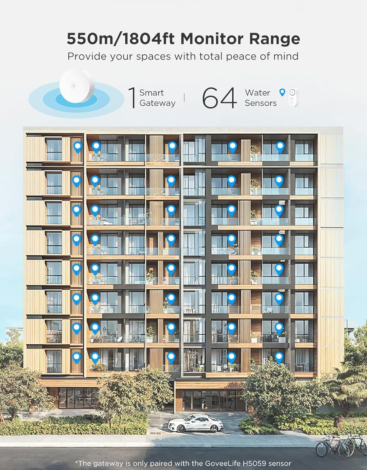 Upgraded Smart Water Leak Detector 1S with 1804Ft Ultra-Long Range, Wifi Water Sensor with Sms/Email/App Push and Sound Alarm,5-Year Battery Life, 5 Pack, Suit for Home, Basement, Kitchen