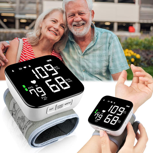 Wrist Blood Pressure Monitor, 2025 New Digital Wrist Blood Pressure Monitor with 90X2 Readings Memory, Pulse Rate Monitoring, Large LCD Screen, Automatic Wrist Pressure Monitor for Home Use Black