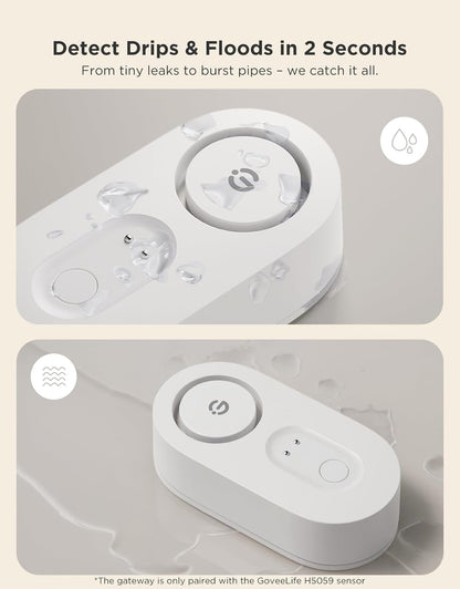 Upgraded Smart Water Leak Detector 1S with 1804Ft Ultra-Long Range, Wifi Water Sensor with Sms/Email/App Push and Sound Alarm,5-Year Battery Life, 5 Pack, Suit for Home, Basement, Kitchen