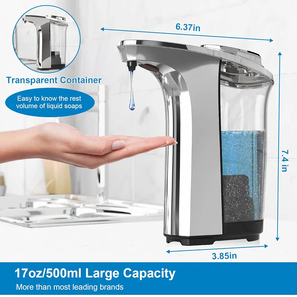 Advanced Touchless Automatic Soap Dispenser - 17oz/500ml Infrared Sensor, 5 Adjustable Dispensing Levels for Kitchen & Bathroom Hygiene