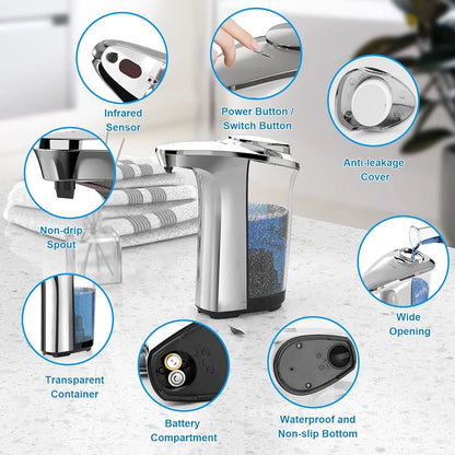 Advanced Touchless Automatic Soap Dispenser - 17oz/500ml Infrared Sensor, 5 Adjustable Dispensing Levels for Kitchen & Bathroom Hygiene