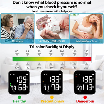 Wrist Blood Pressure Monitor, 2025 New Digital Wrist Blood Pressure Monitor with 90X2 Readings Memory, Pulse Rate Monitoring, Large LCD Screen, Automatic Wrist Pressure Monitor for Home Use Black